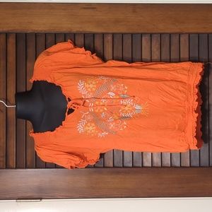 Orange short sleeve blouse